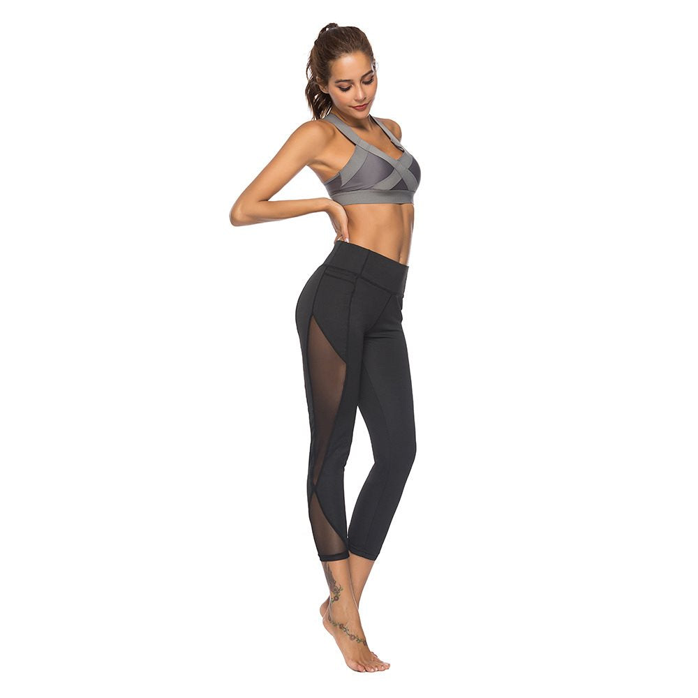 High Waist Side Mesh Women Yoga Fitness Leggings - MYBLOODGLUCOSE